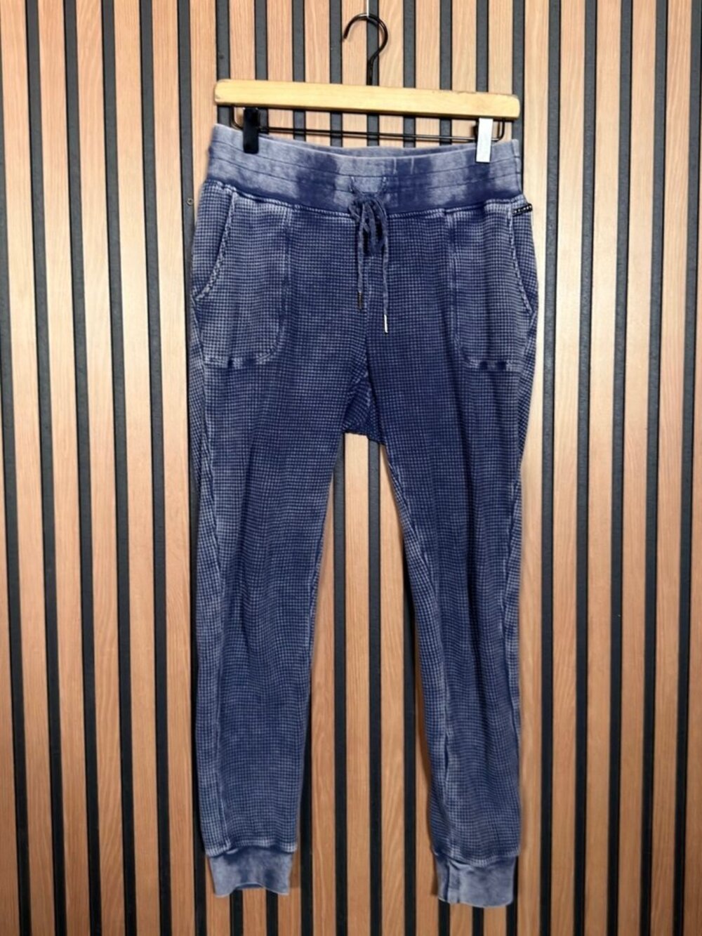 Betsey Johnson Sweat[ants 2 Womens Blue Thermal Knit Joggers Abstract